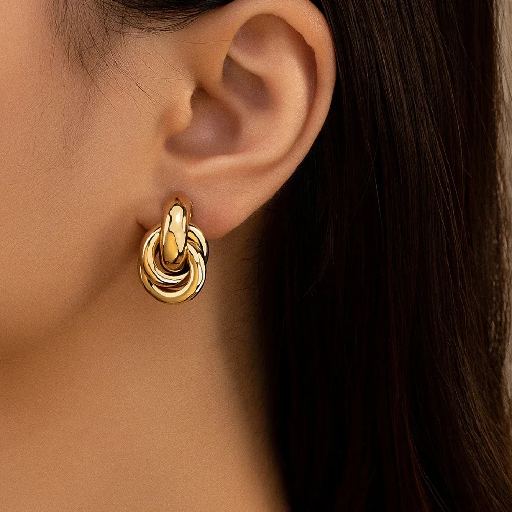 Boucles d'Oreilles Nœud Torsadé Femme - Plaqué Or & Argenté Boucles d