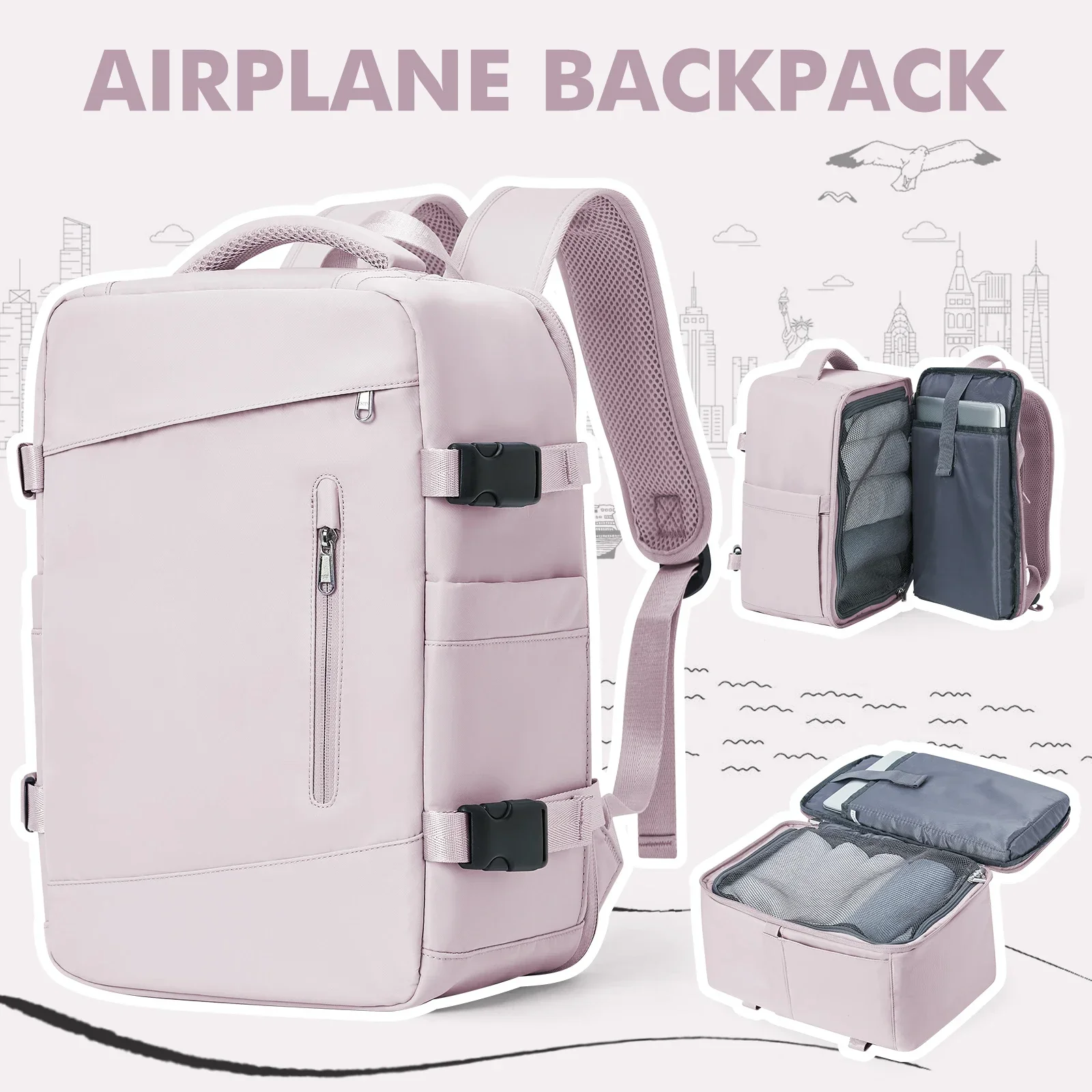 Sac à dos de voyage avec dimensions 40x20x25 cm, parfait pour cabine avion
