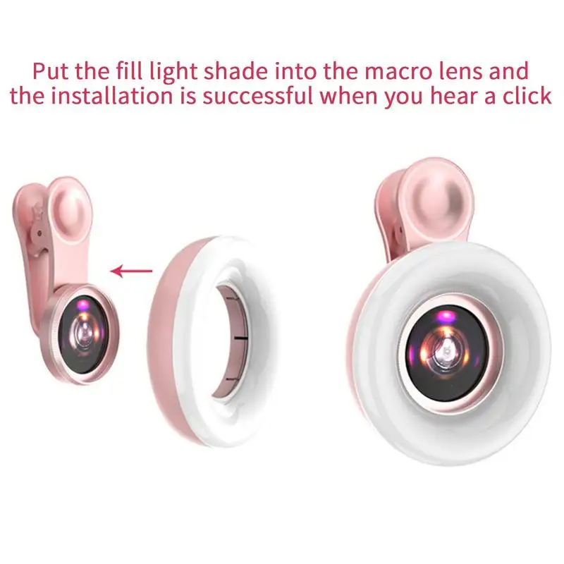 Lumière Selfie LED & Objectif Macro 15X pour Smartphone Clip universel pour accessoires smartphone