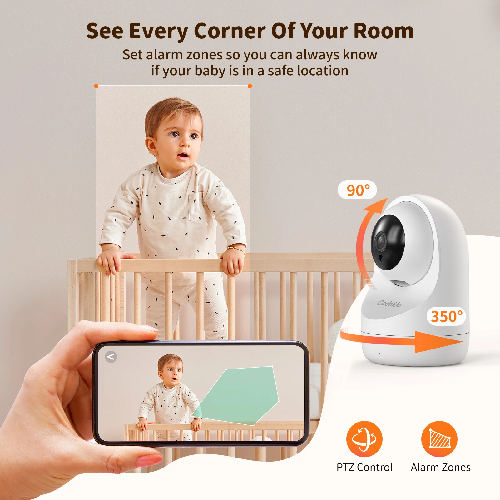Babyphone Caméra 2K Écran LCD 5.5" - Détection & Audio Bidirectionnel Berceuses intégrées pour endormir bébé