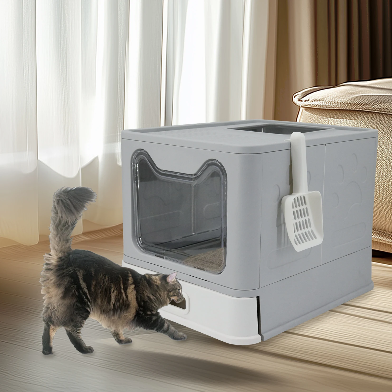 Litière chat facile à nettoyer avec pelle incluse