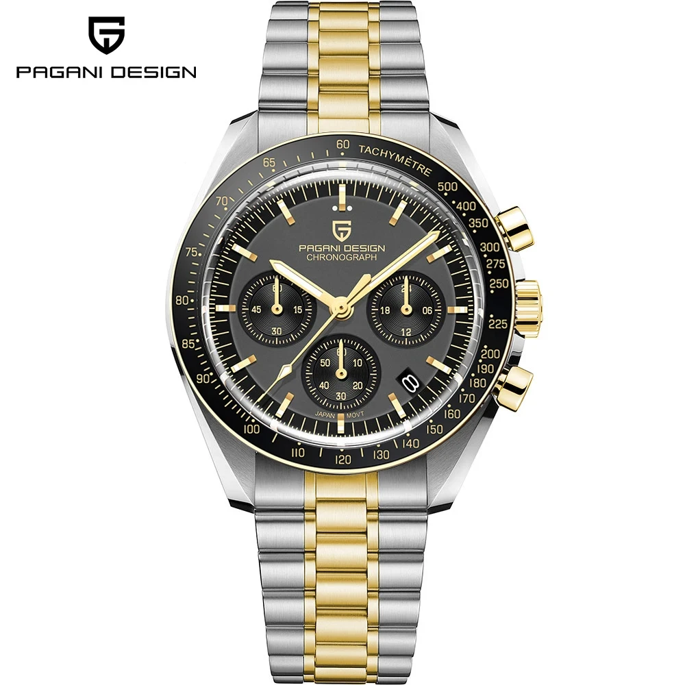 Montre Homme Quartz Pagani Design Acier - Chronographe Sport Luxe Montre Pagani Design Saturn sur fond galactique