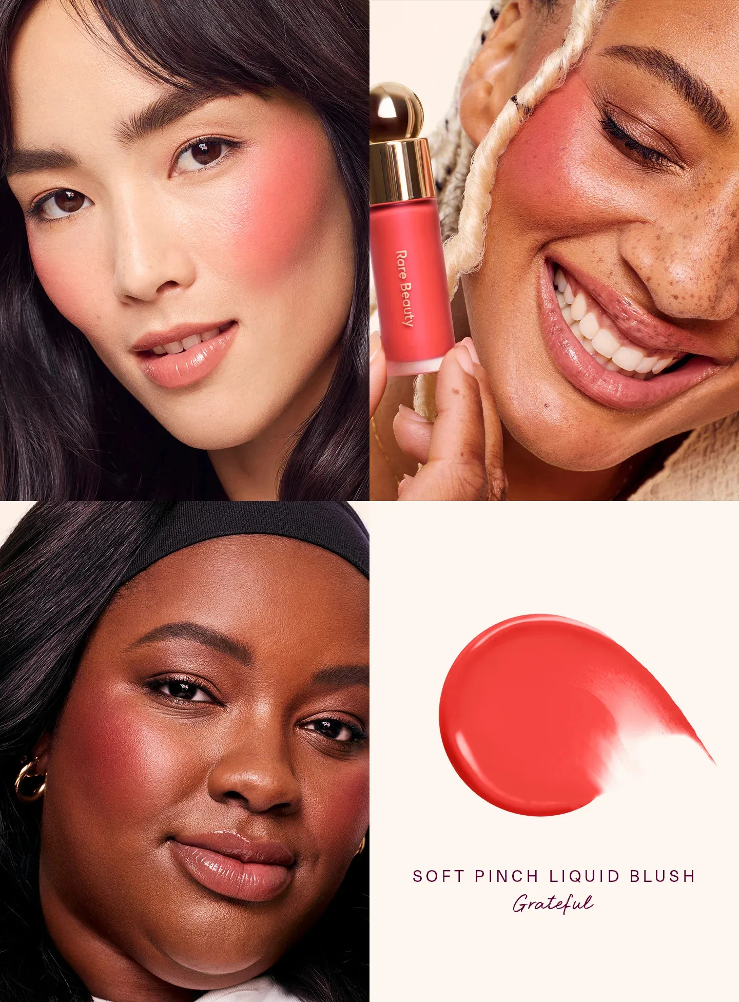 Blush Fluide MOONBIFFY Longue Tenue - Éclat Naturel & Hydratant Swatch du blush fluide MOONBIFFY sur la peau pour un aperçu des teintes