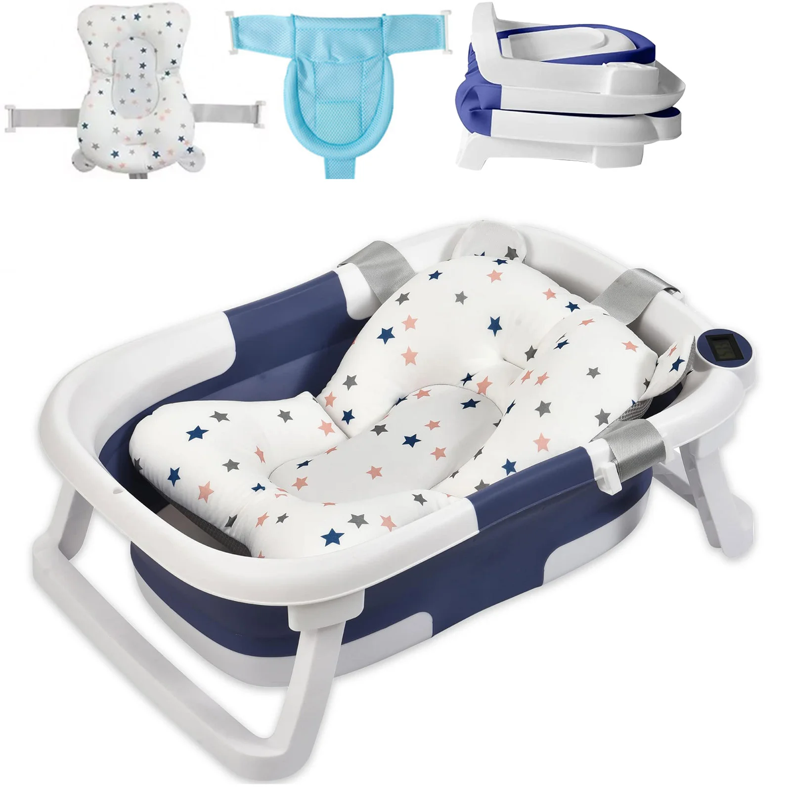 Baignoire Bébé Pliante Thermomètre Intégré - Éco-friendly & Sûre La baignoire pliée pour un transport facile en voiture