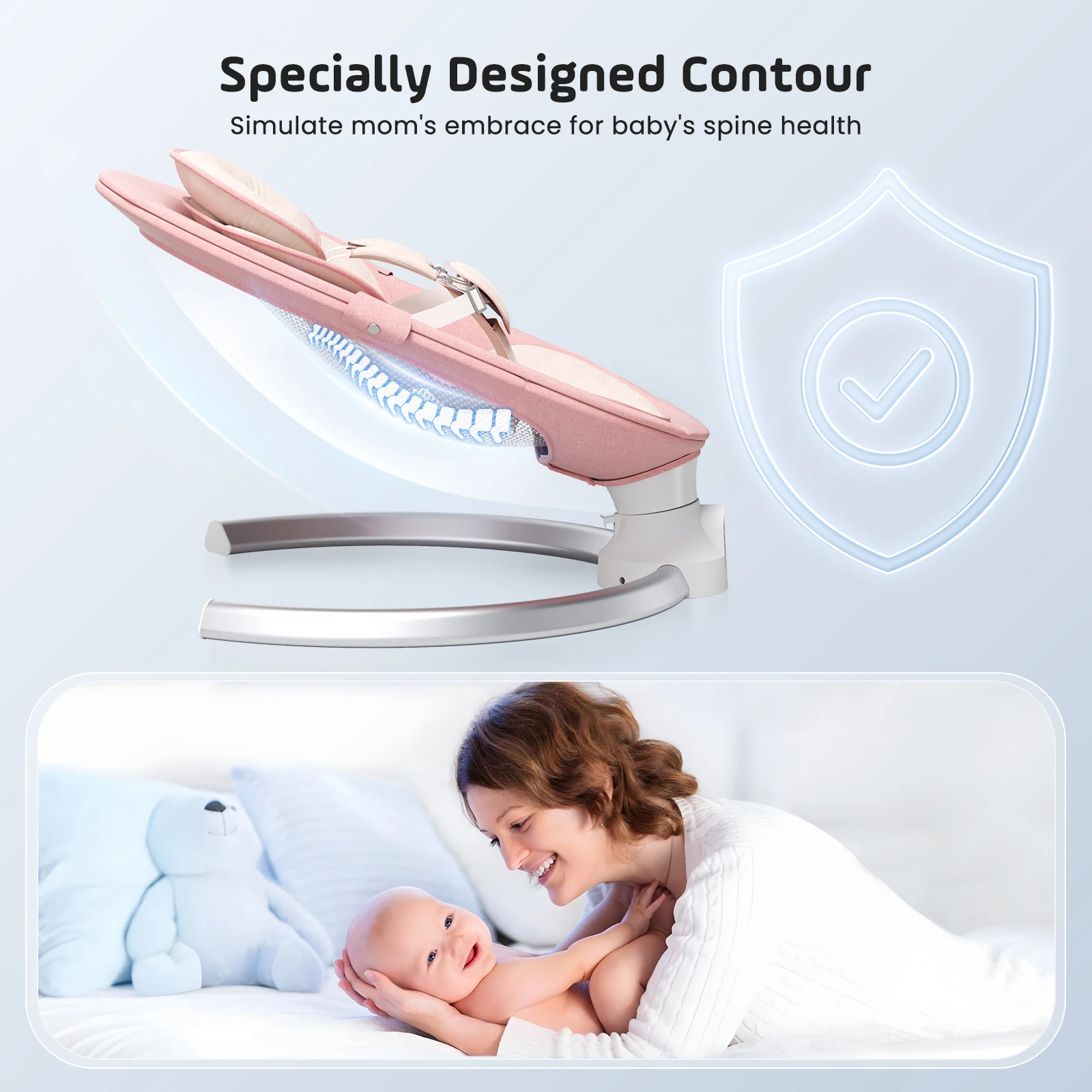 Balancelle bébé rose en situation d