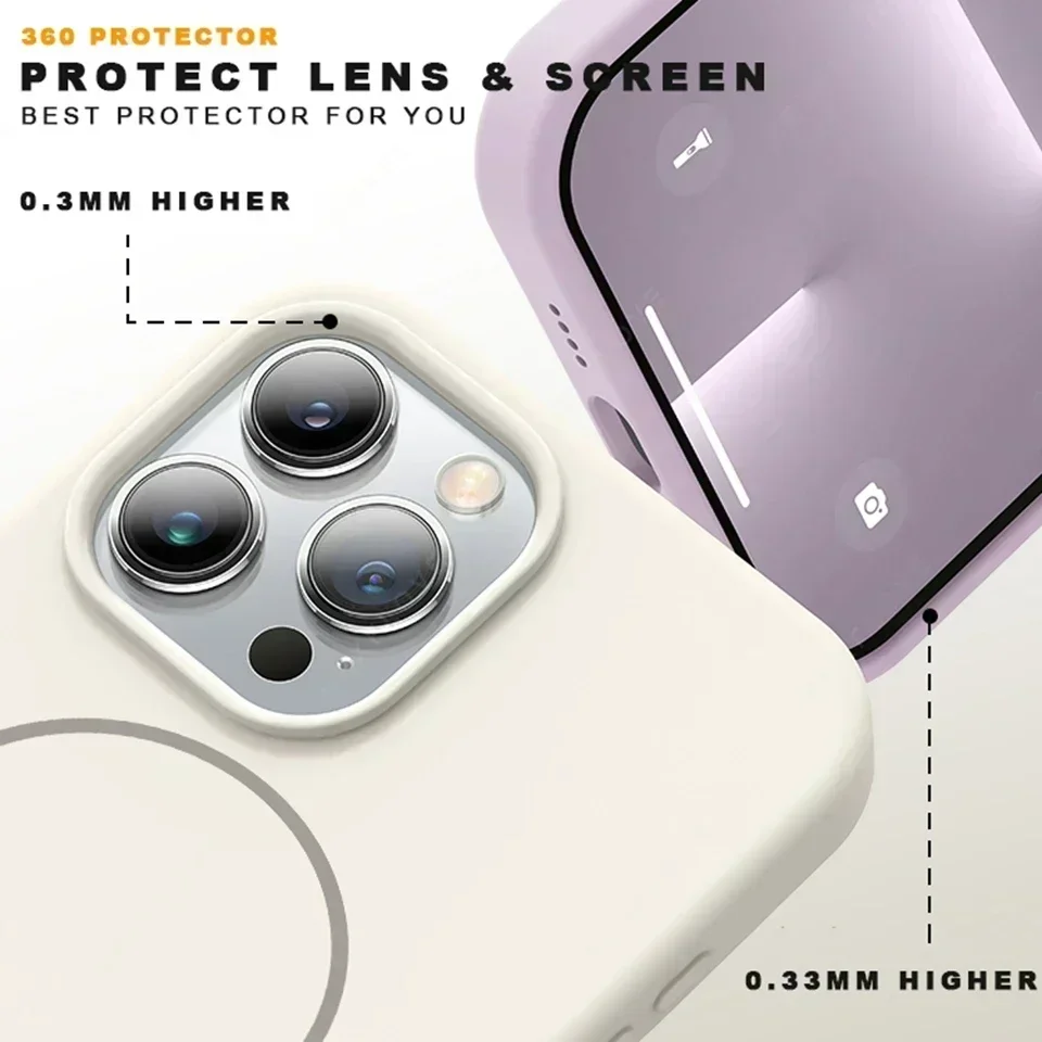Coque iPhone Magsafe avec Lanière - Silicone Liquide Antichoc Coque antichoc pour iPhone montrant la protection des bords