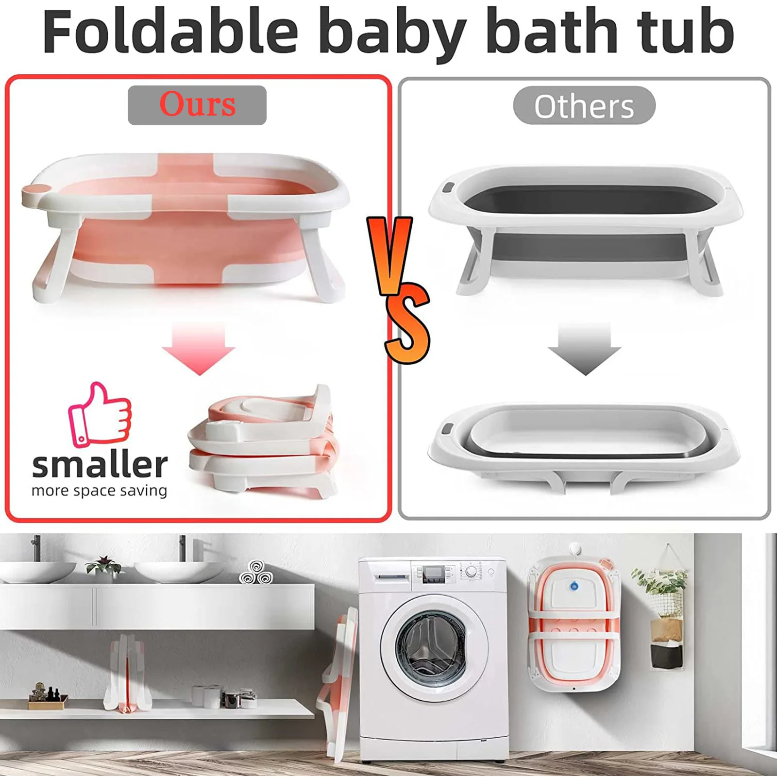 Baignoire Bébé Pliable Intelligente - Avec Thermomètre & Coussin Confort Système de drainage facile de la baignoire bébé