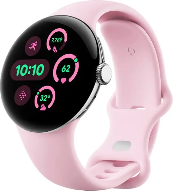 Google Pixel Watch 3 - Montre Connectée Android Performance Écran de la Google Pixel Watch 3 affichant un moniteur de fréquence cardiaque