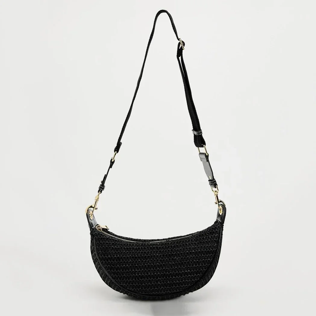 Sac de plage en paille avec pochette intérieure