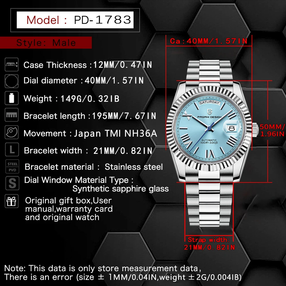 Montre Homme Automatique Luxe DD40 - Verre Saphir Acier 10 ATM Montre de luxe Pagani Design sur un fond sombre