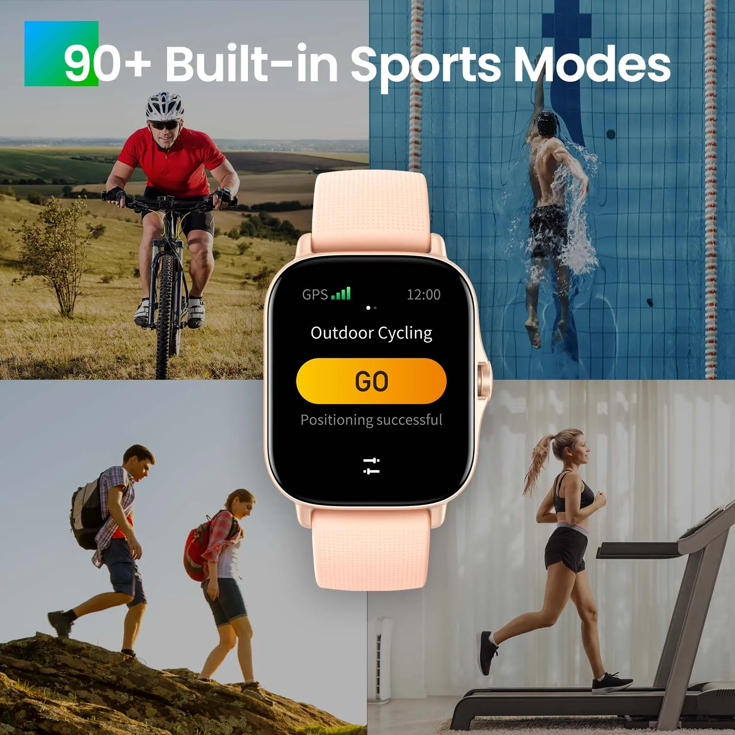 Personne utilisant la smartwatch Amazfit GTS 2 pour répondre à un appel