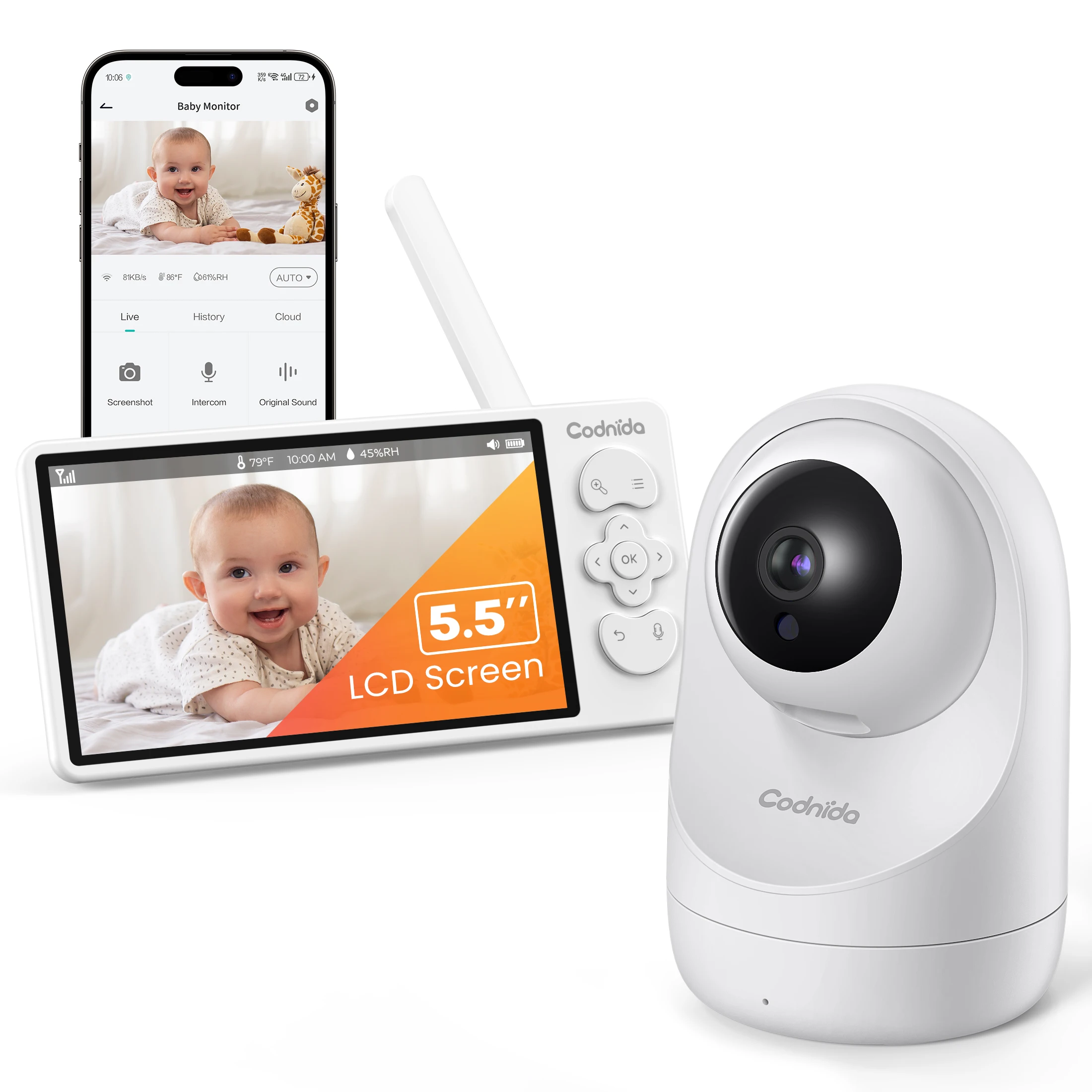 Babyphone Caméra 2K Écran LCD 5.5" - Détection & Audio Bidirectionnel Babyphone 2K écran 5.5 pouces en action