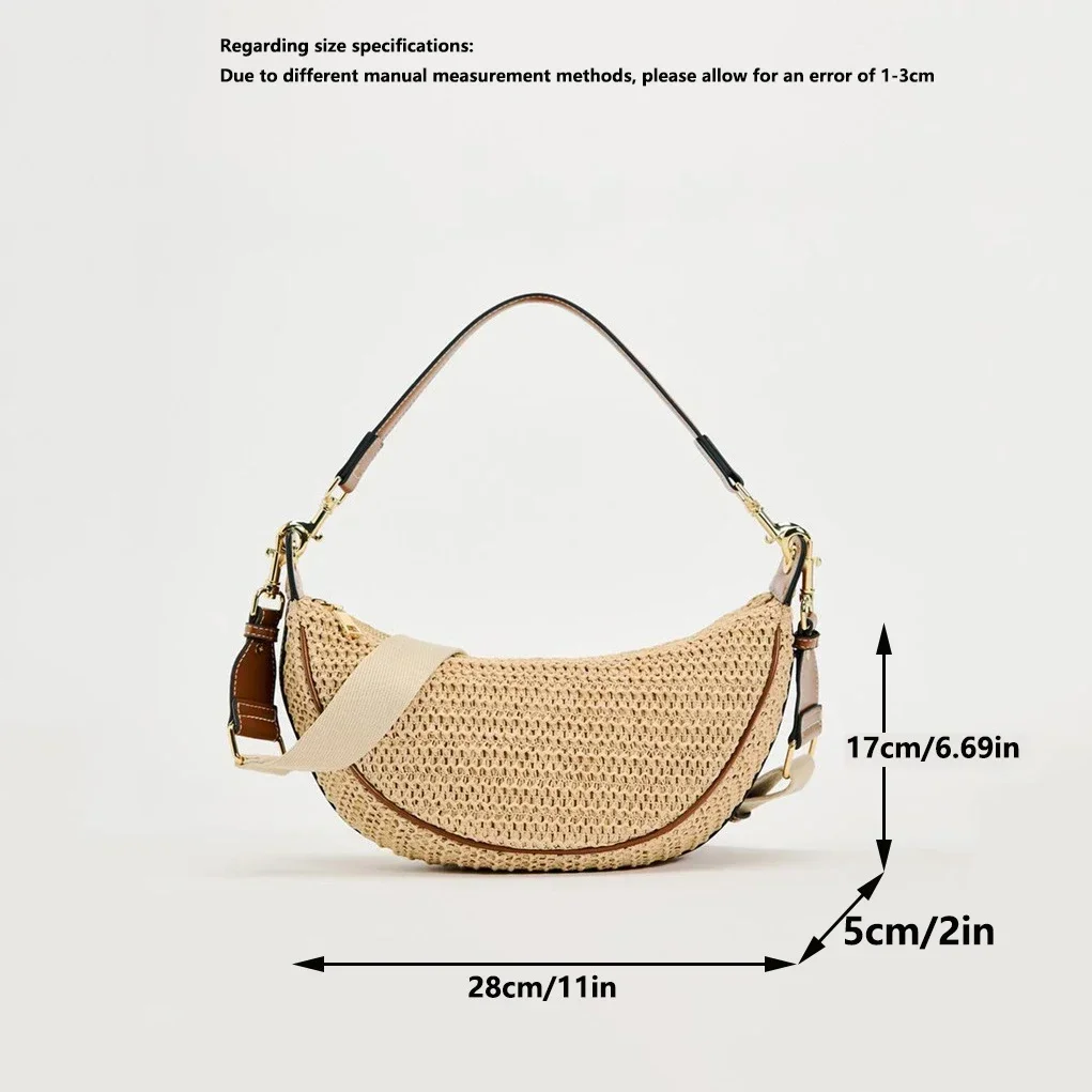Sac hobo en paille pour femme avec bandoulière