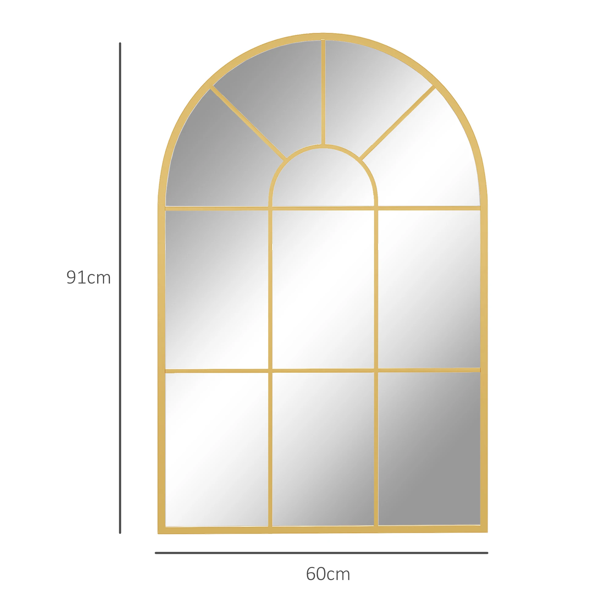 Miroir Mural Fenêtre Doré - Décoration Salon Chambre Moderne Vue partielle du miroir fenêtre doré sur un mur décoré