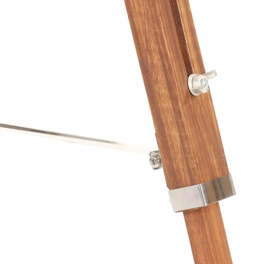 Lampadaire en bois de teck massif, vue rapprochée des détails de construction