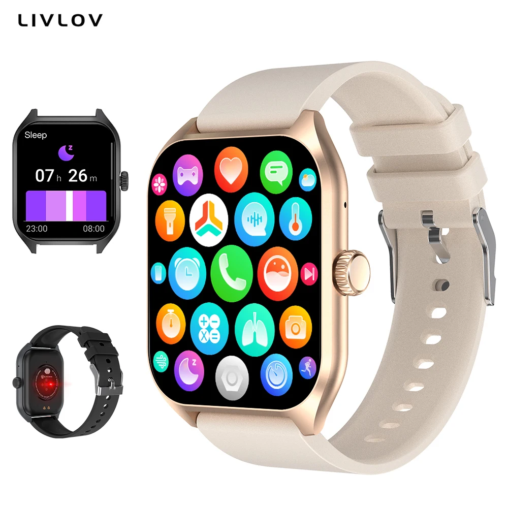 Montre Connectée Écran HD 1.96'' - Assistant Vocal & Suivi Santé/Sport Montre connectée avec assistant vocal