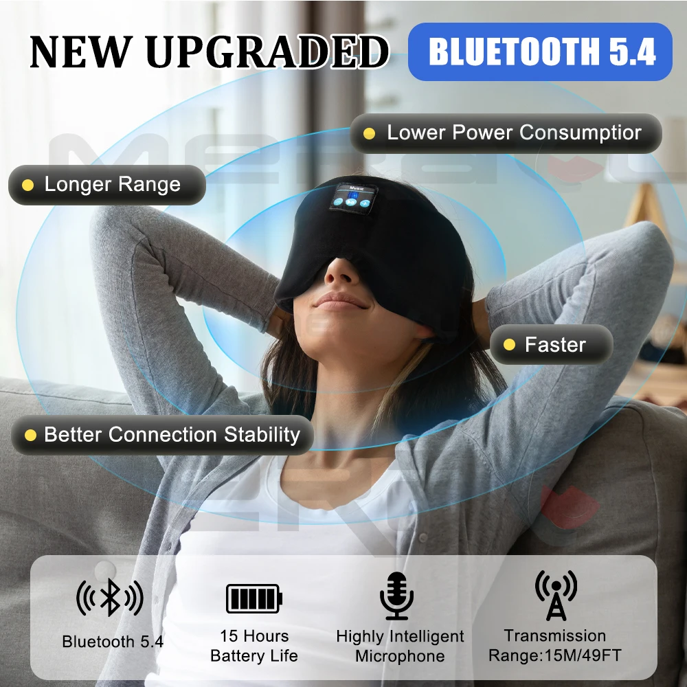 Masque Sommeil Bluetooth avec Écouteurs - Voyage & Détente Le masque de sommeil Bluetooth plié, prêt pour le voyage