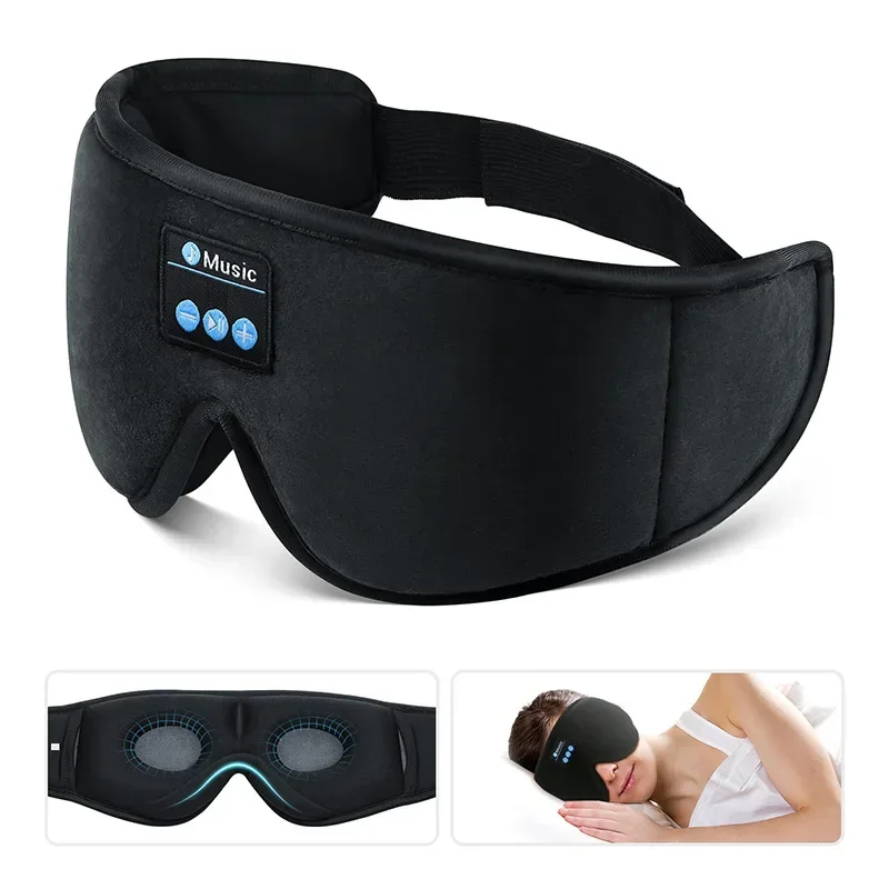 Masque de Sommeil 3D & Écouteurs Bluetooth HD - Confort Audio Nuit Vue frontale du masque de sommeil 3D avec écouteurs Bluetooth