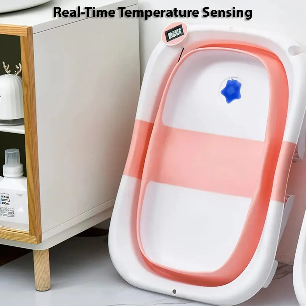 Baignoire Bébé Pliable Intelligente - Avec Thermomètre & Coussin Confort Baignoire bébé compacte et facile à ranger