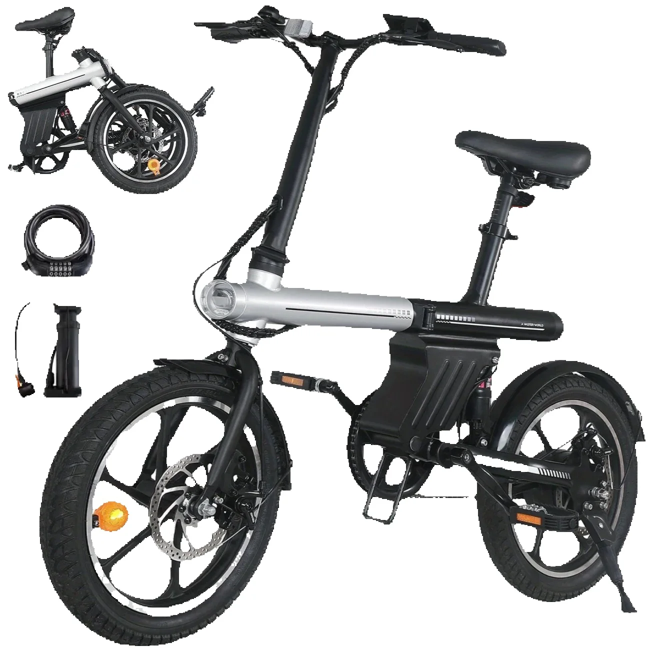 Vélo Électrique Pliant Unisexe VDL 16" - Ville & Loisirs, 50km Autonomie Vue arrière d