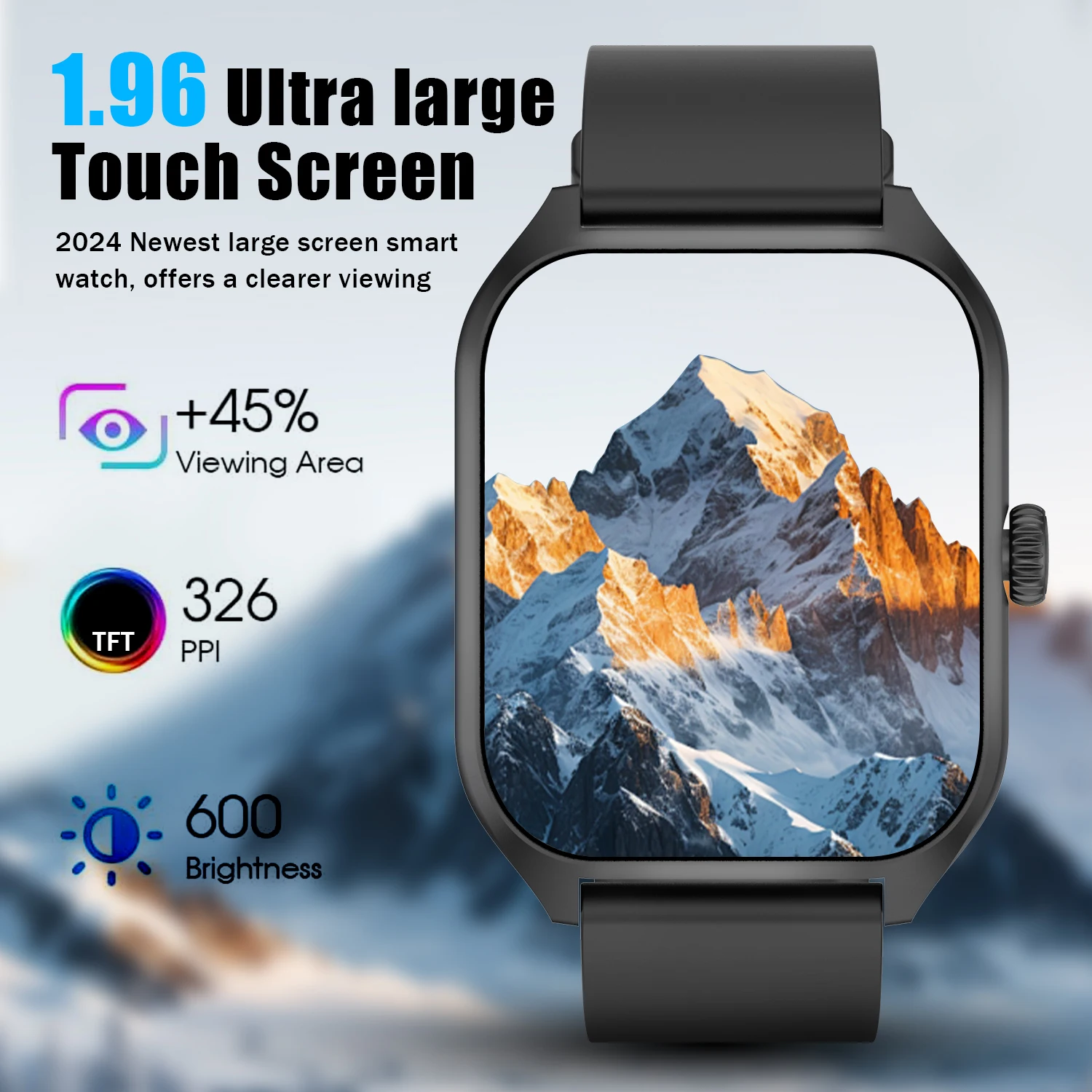 Montre Connectée Écran HD 1.96'' - Assistant Vocal & Suivi Santé/Sport Fonctionnalités de suivi d