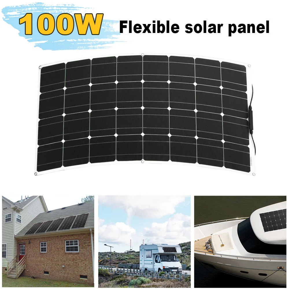 Vue d'ensemble du panneau solaire flexible 100W monocristallin