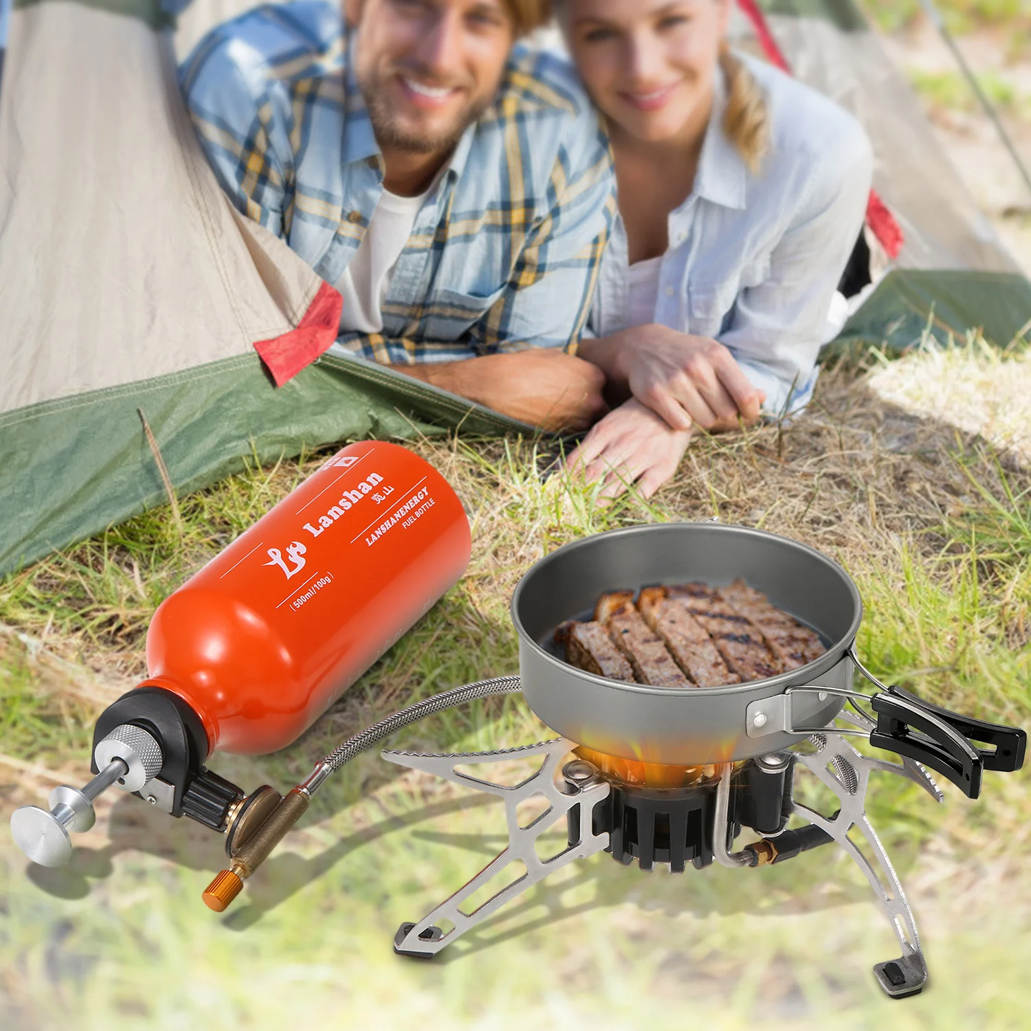 Réchaud de camping pliable et bouteille de carburant
