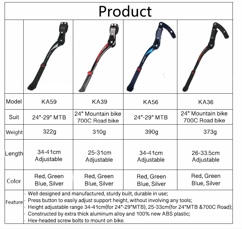Adjustable aluminum bike kickstand