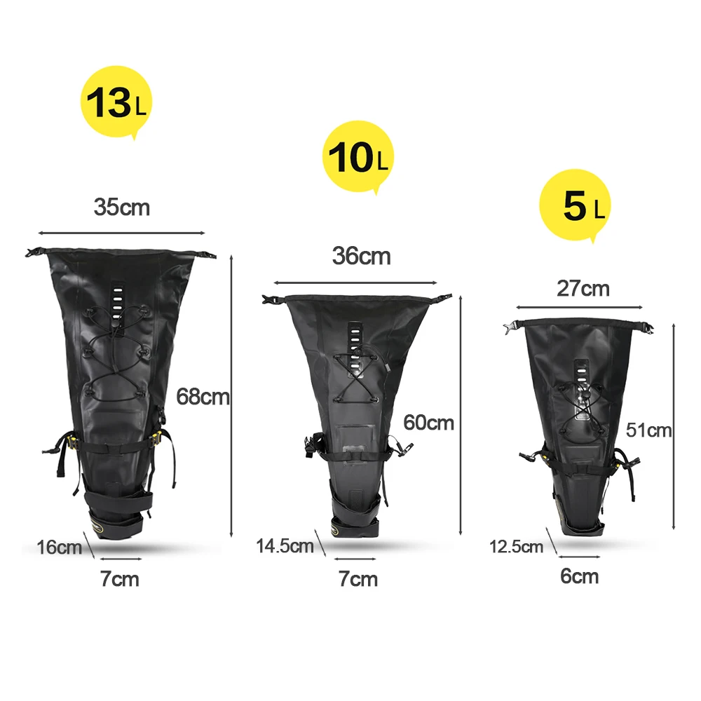 Intérieur spacieux d'une sacoche vélo Rhinowalk avec un sac de couchage