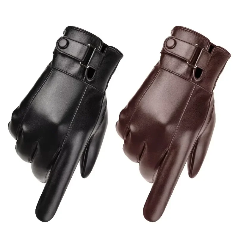 Gants homme cuir véritable noir avec doublure chaude