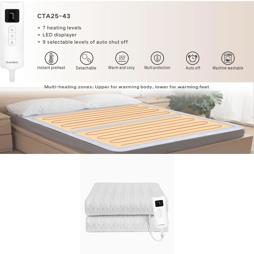 La couverture chauffante posée sur un lit