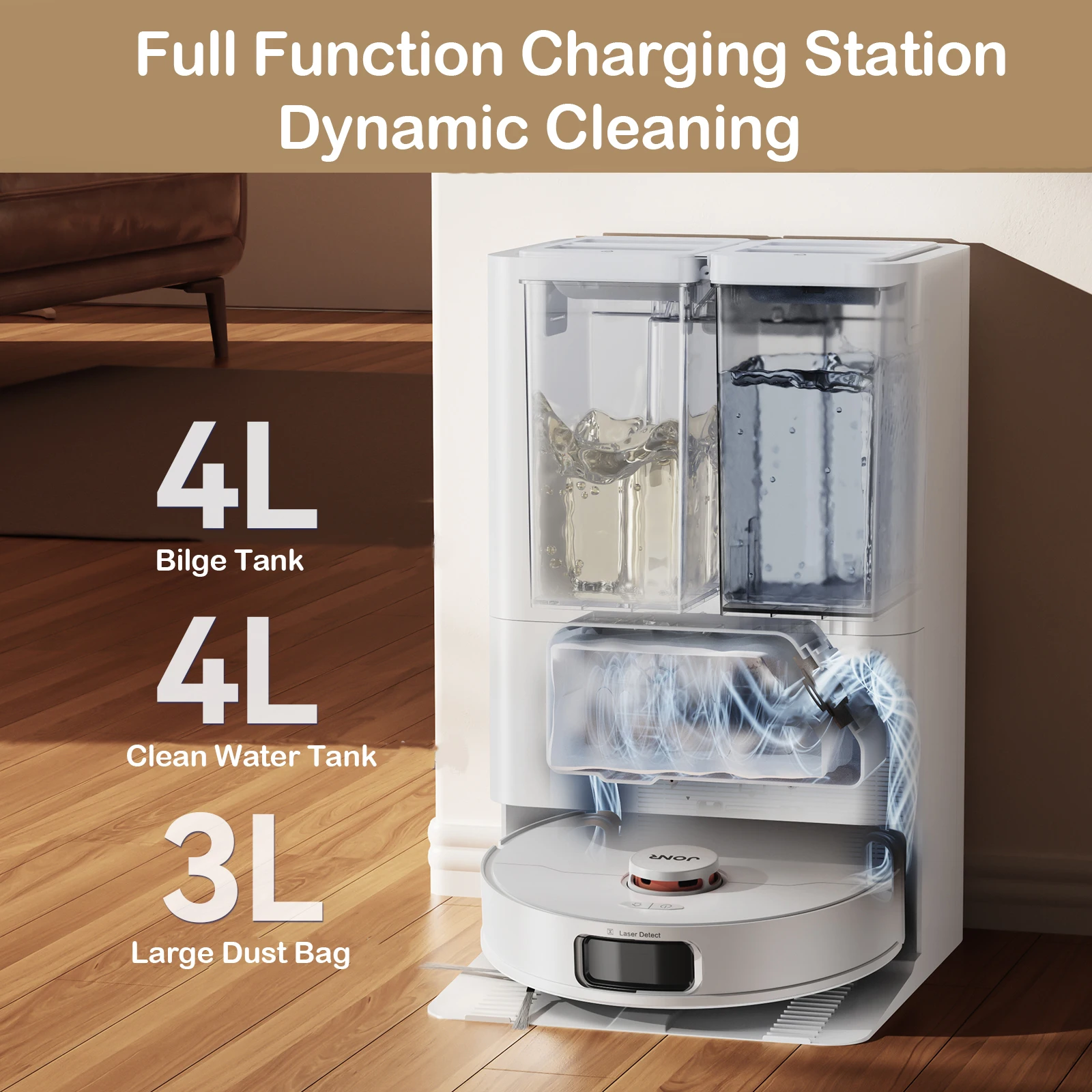 Le robot aspirateur JONR P20 Pro nettoyant le sol avec sa fonction de lavage