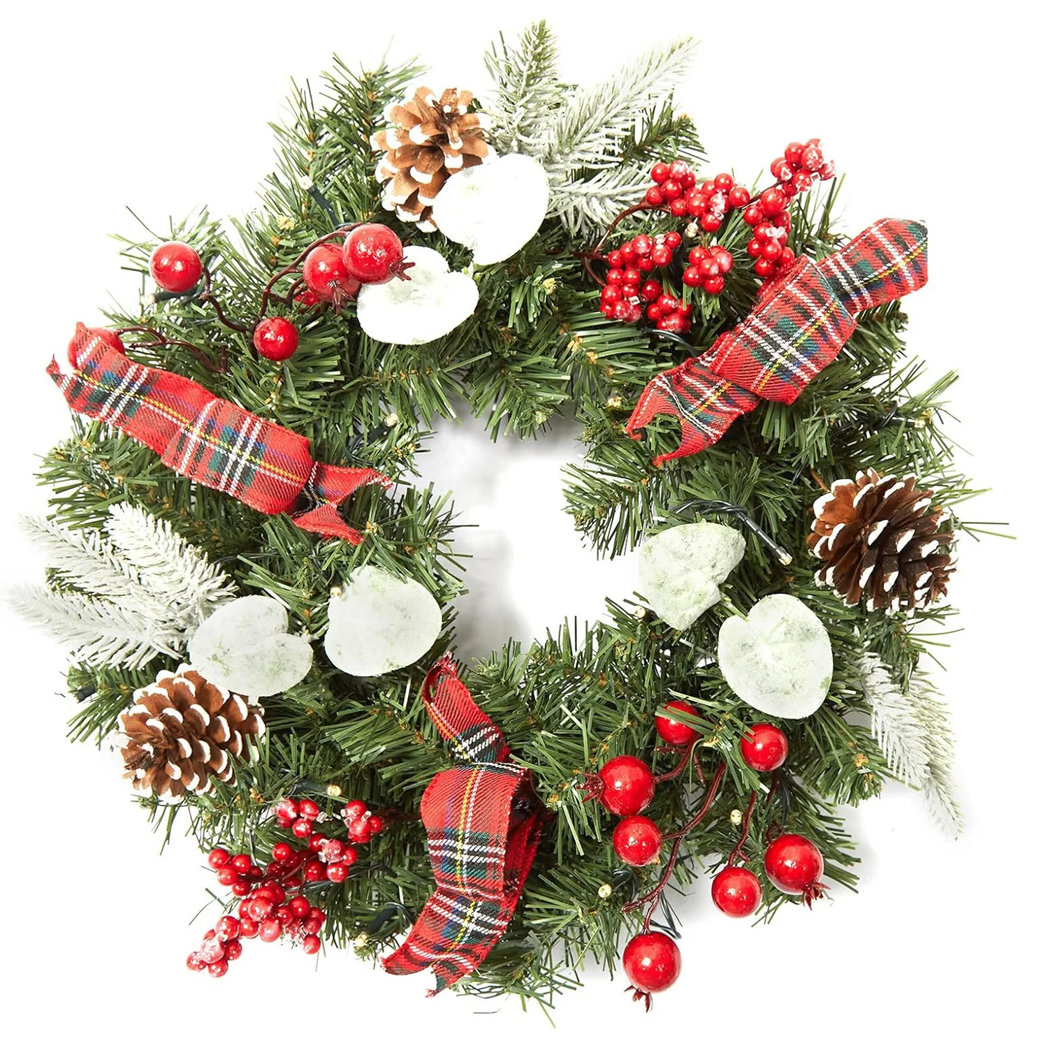 Couronne de Noël lumineuse sur porte d'entrée