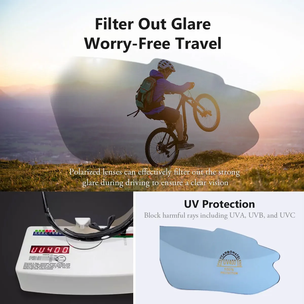 Vue latérale des lunettes MOVIGOR portées pendant le cyclisme