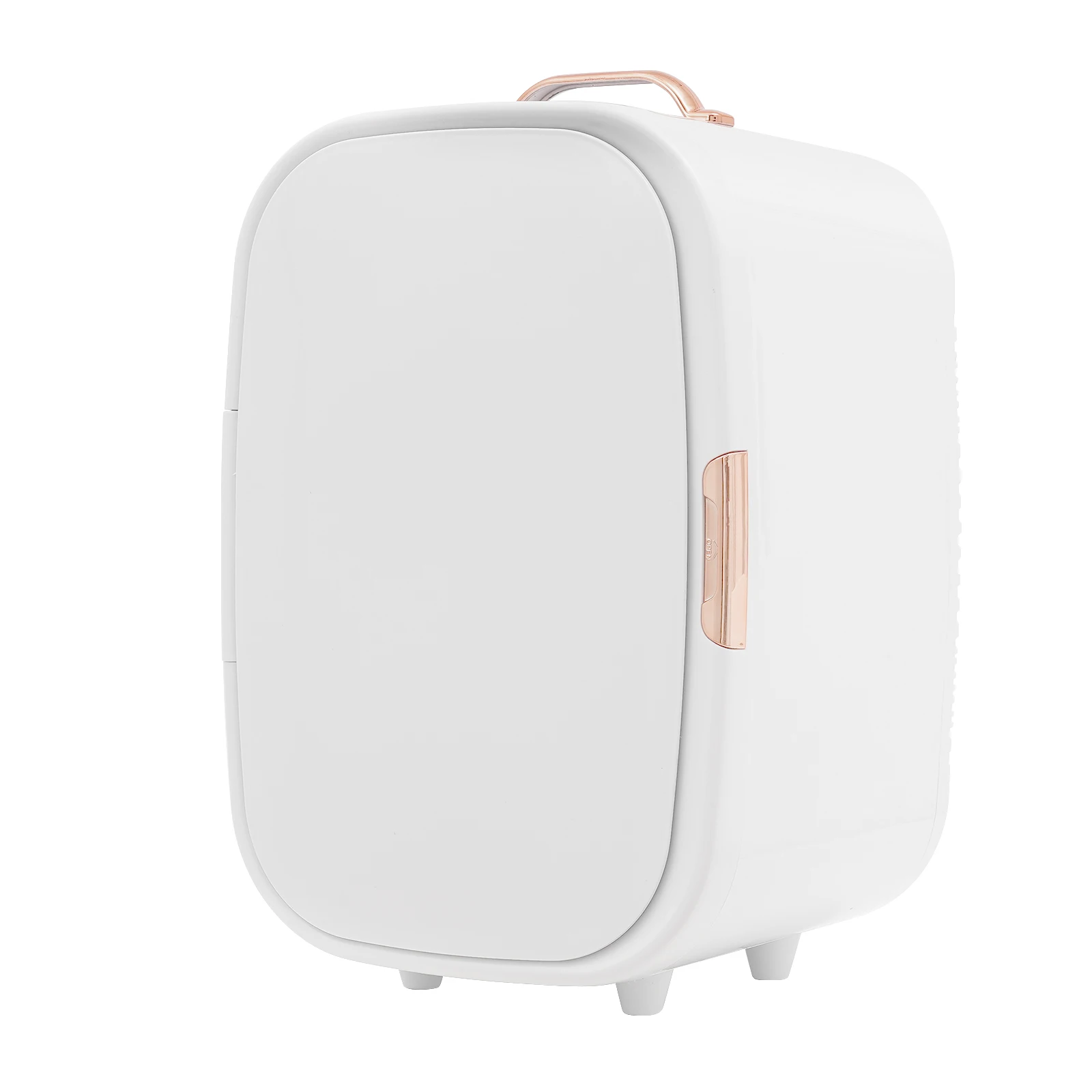 Vue de face du mini frigo beauté portable blanc