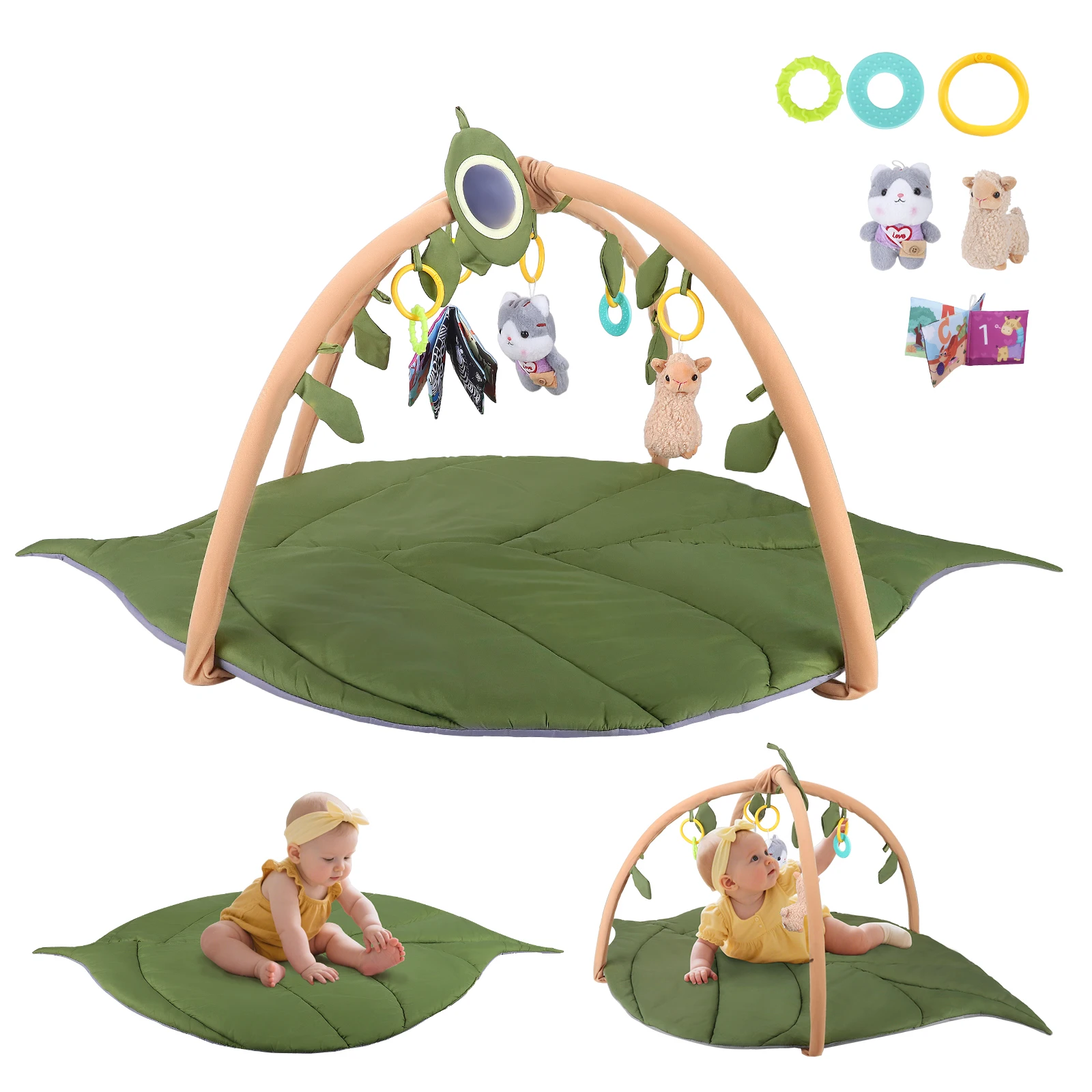 Tapis d'éveil bébé avec arche de jeu et jouets suspendus