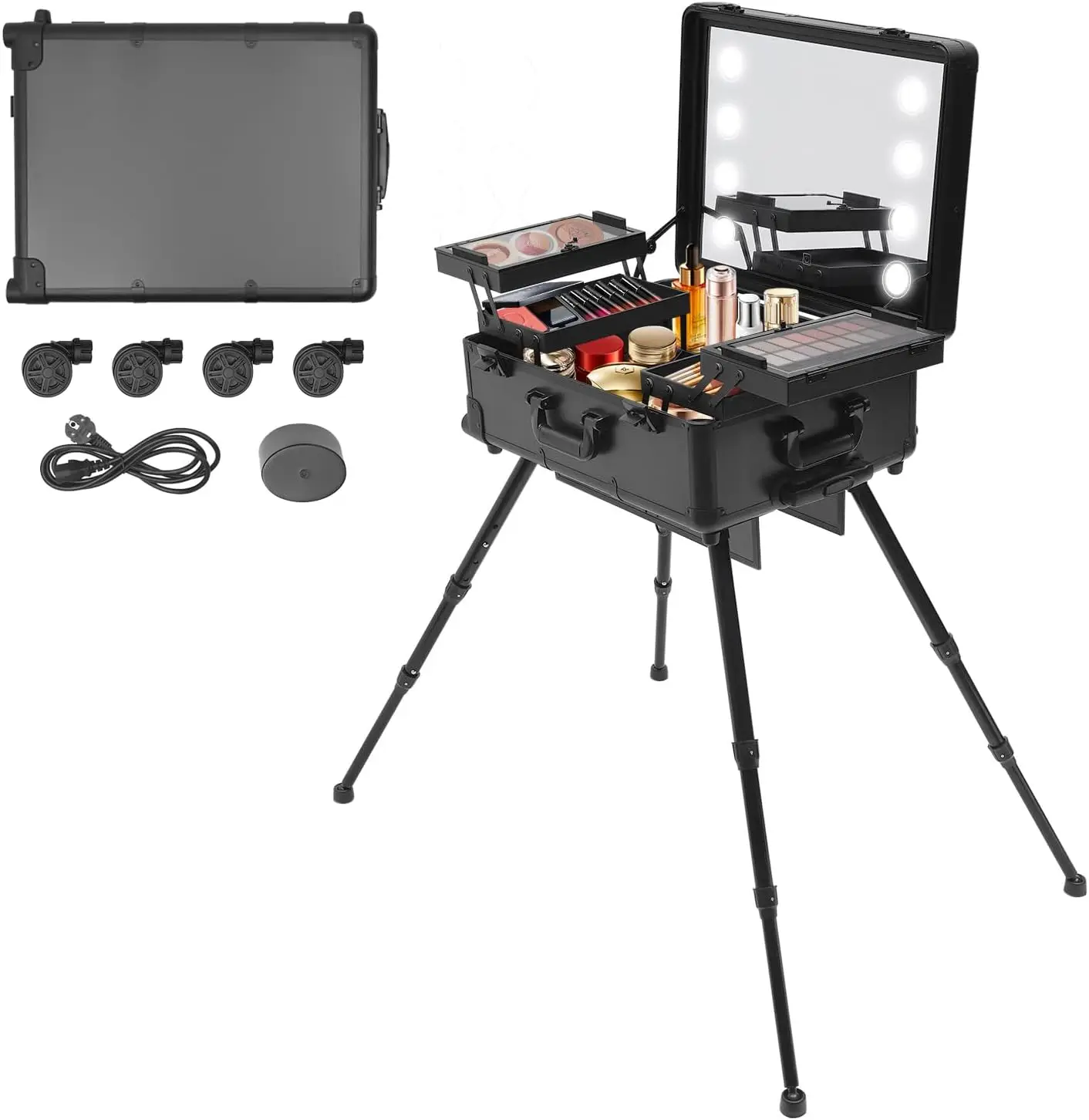 Compartiments intérieurs de la mallette de maquillage