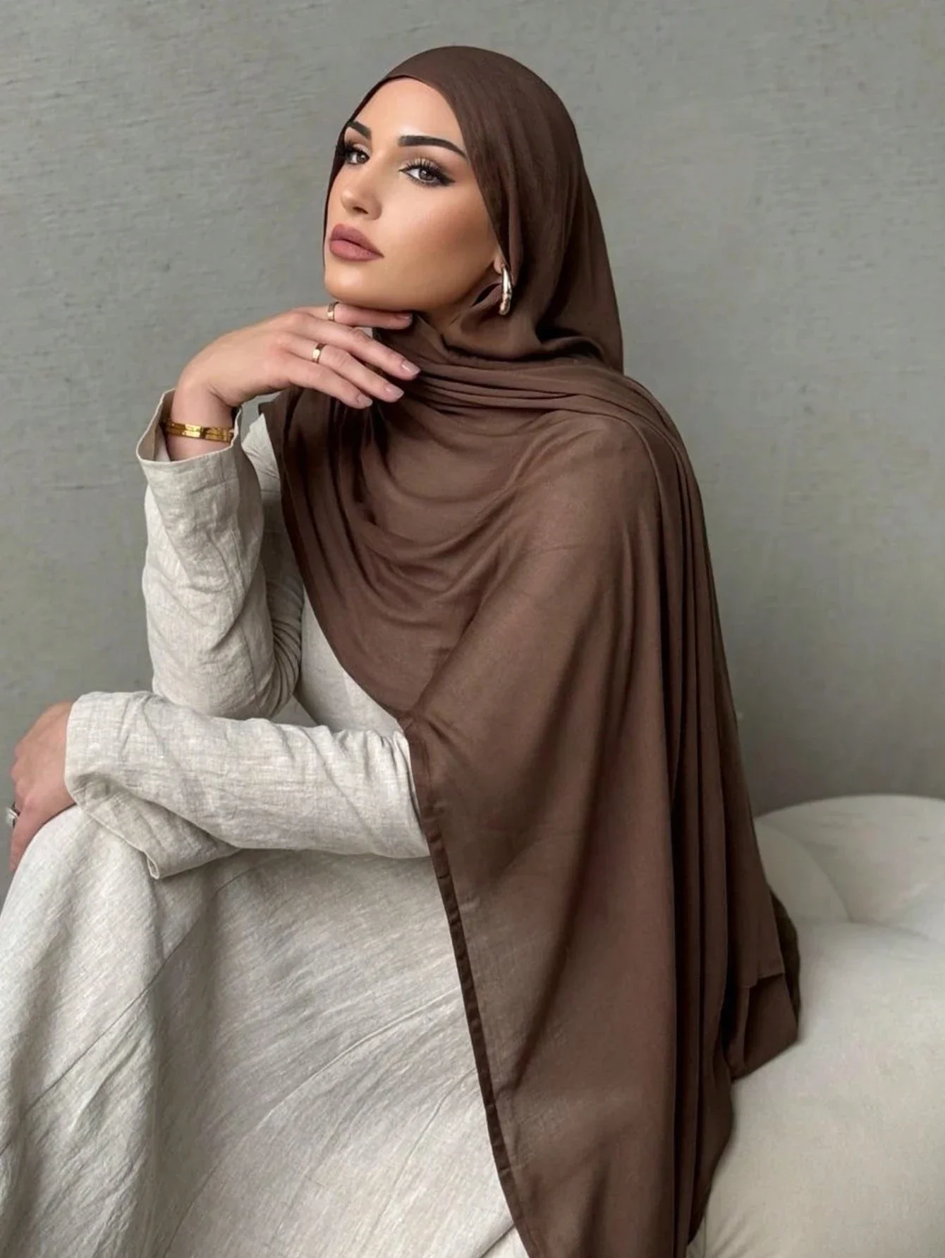 Foulard hijab femme couleur unie en viscose modal