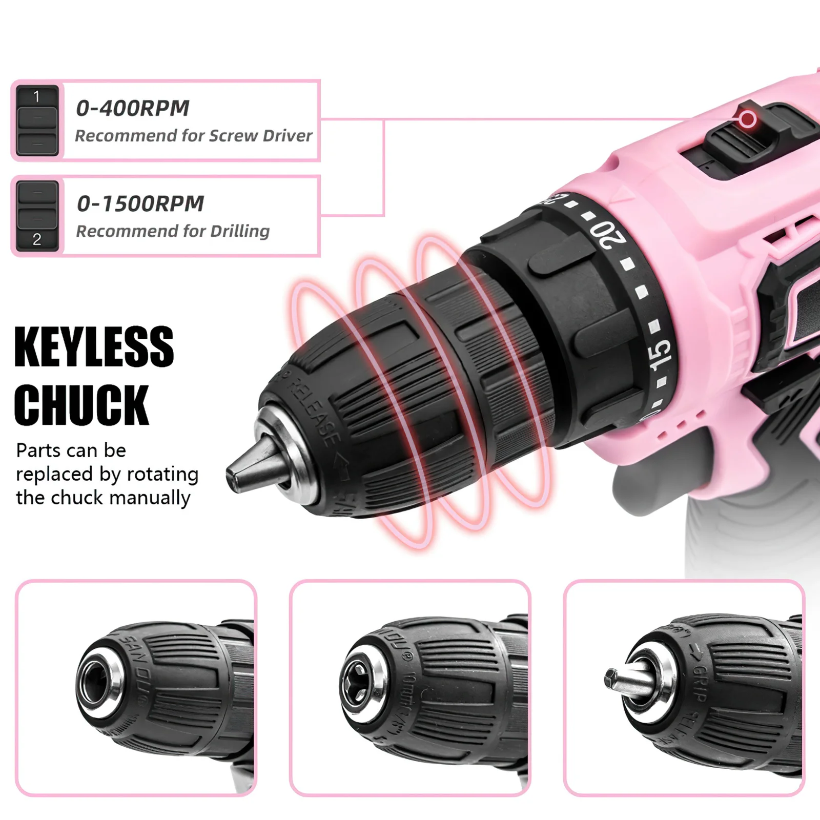 Gros plan sur la perceuse visseuse et ses embouts