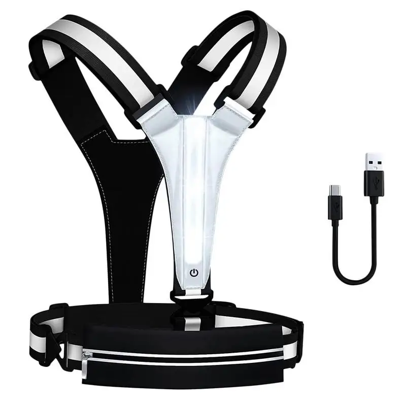 Gilet lumineux LED de face pour course et vélo