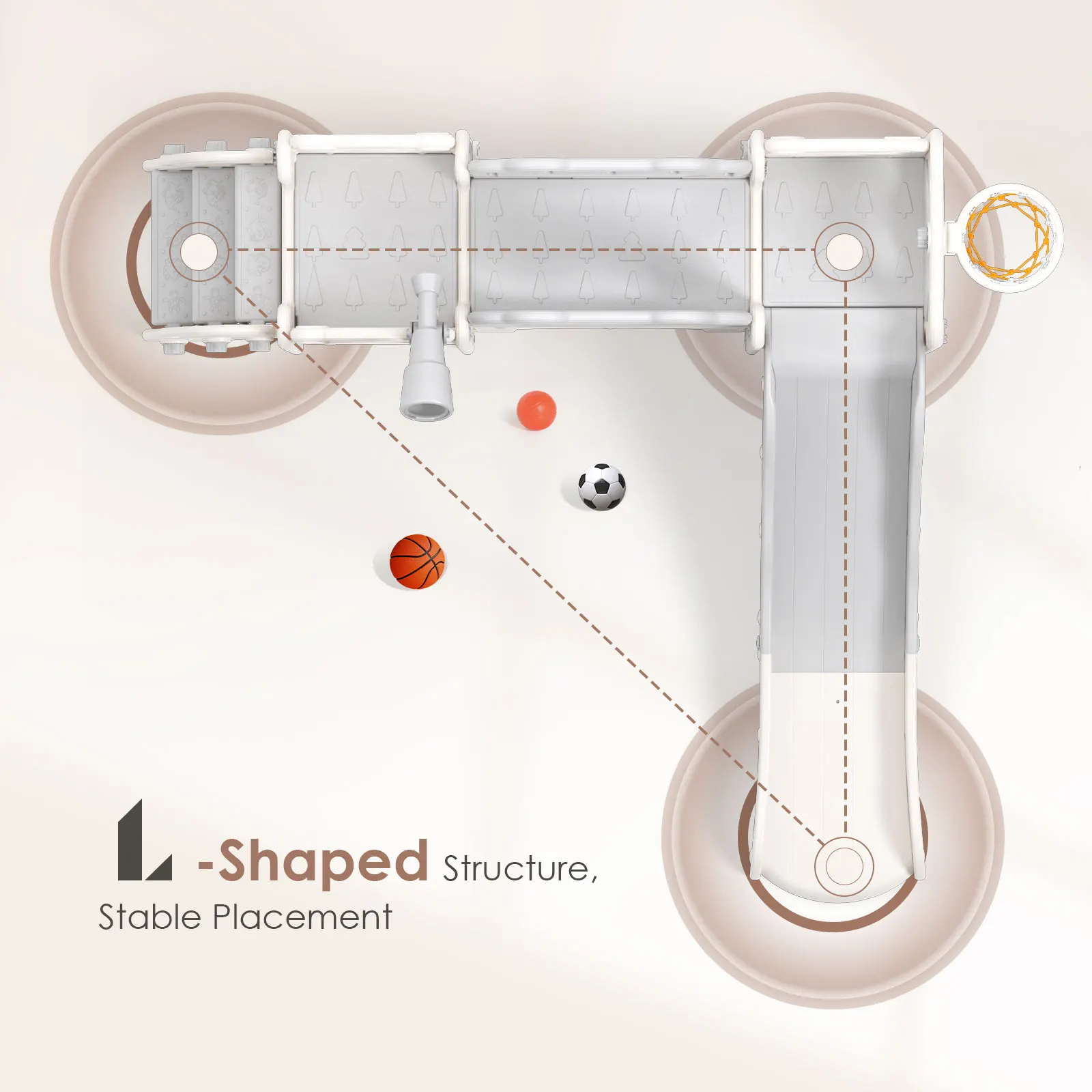 Détail toboggan enfant sécurité et zones de glisse