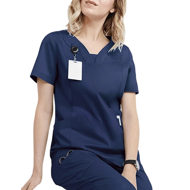 Ensemble scrubs femme en polyester stretch marine