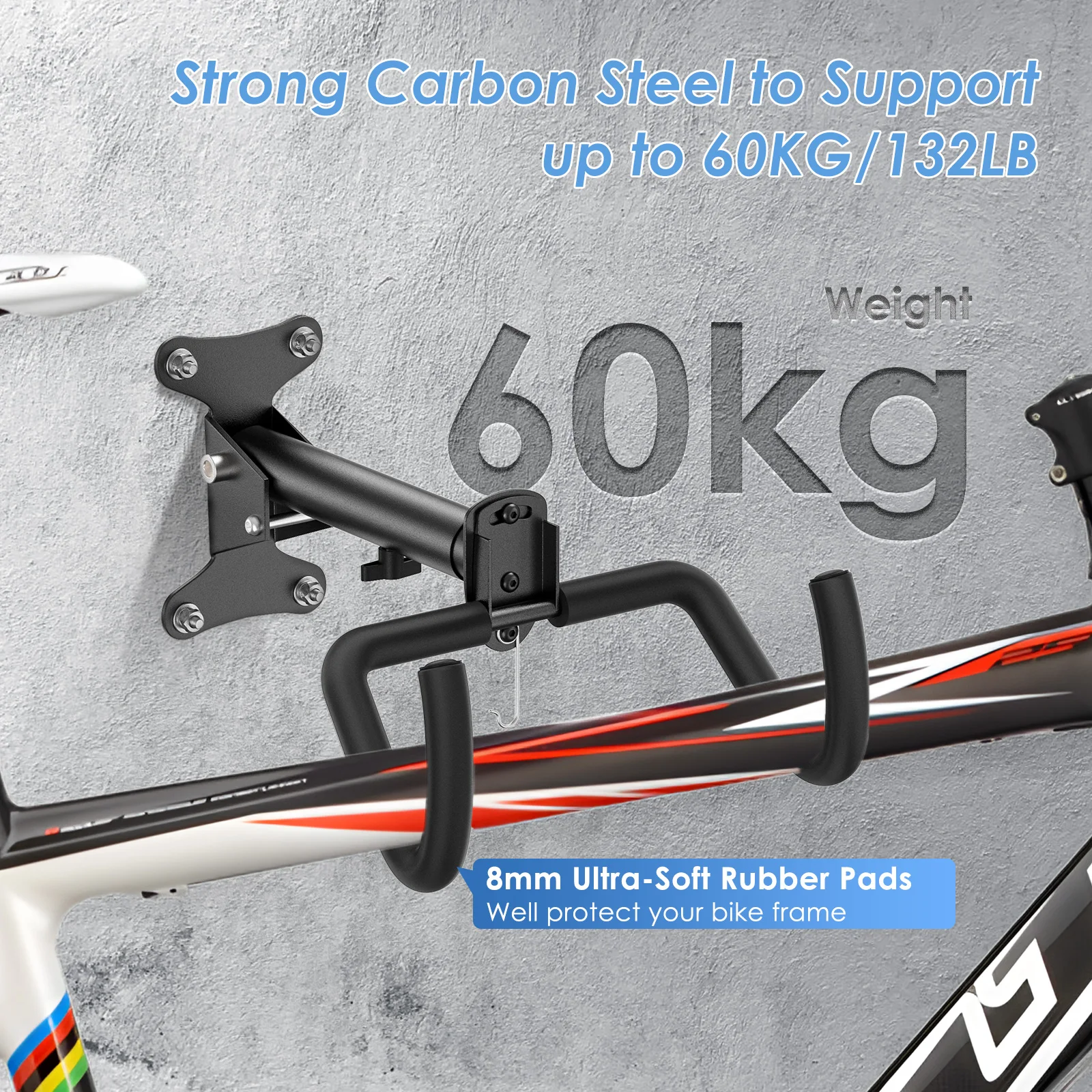 Support vélo mural pliable et extensible