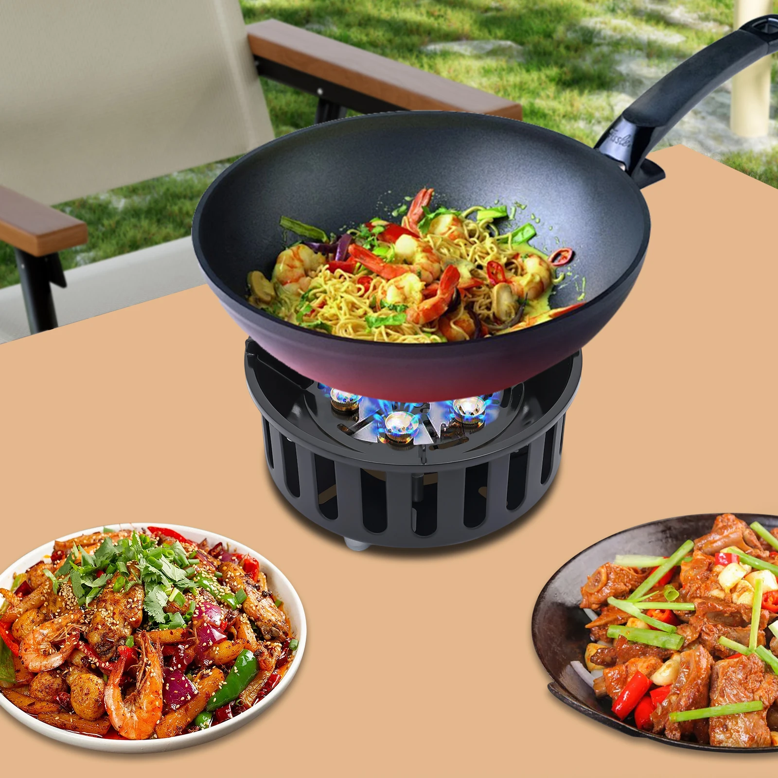 Réchaud de camping portable avec sac de rangement et adaptateurs