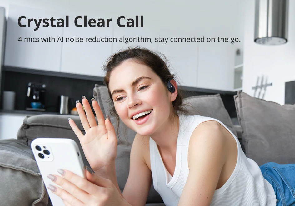 Appels clairs avec les 4 microphones des écouteurs Tronsmart