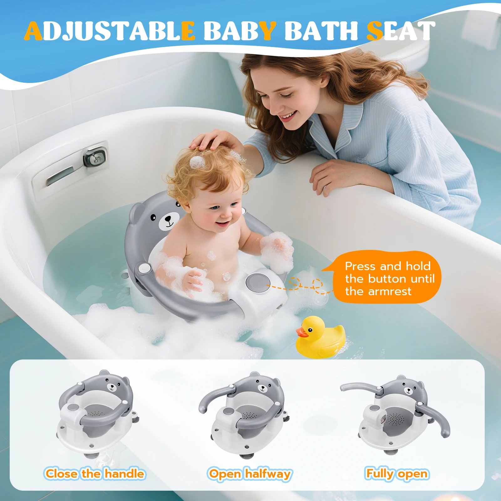 Détail du design antidérapant et du coussin de la chaise de bain