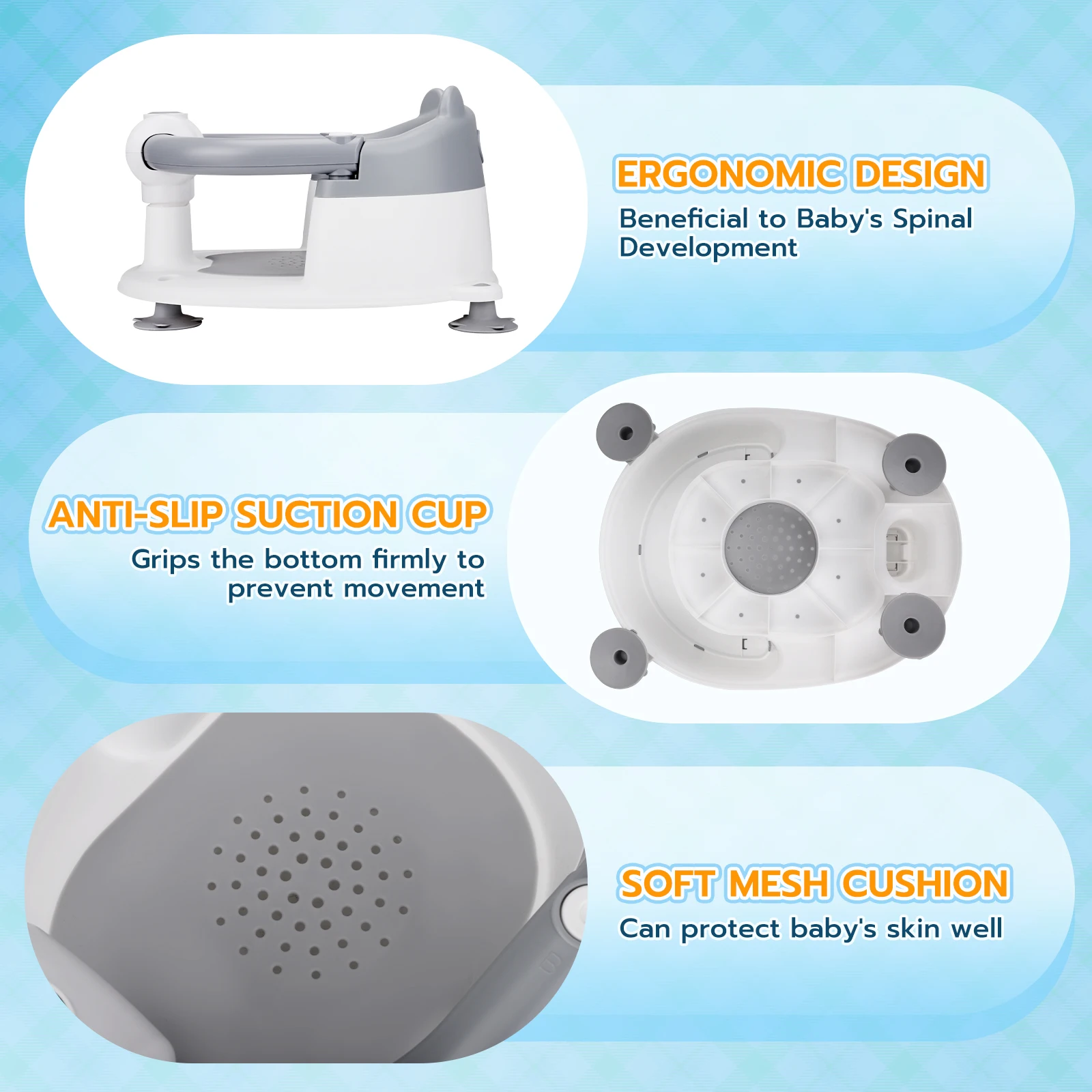 Bébé souriant dans la chaise de bain en forme d'ours