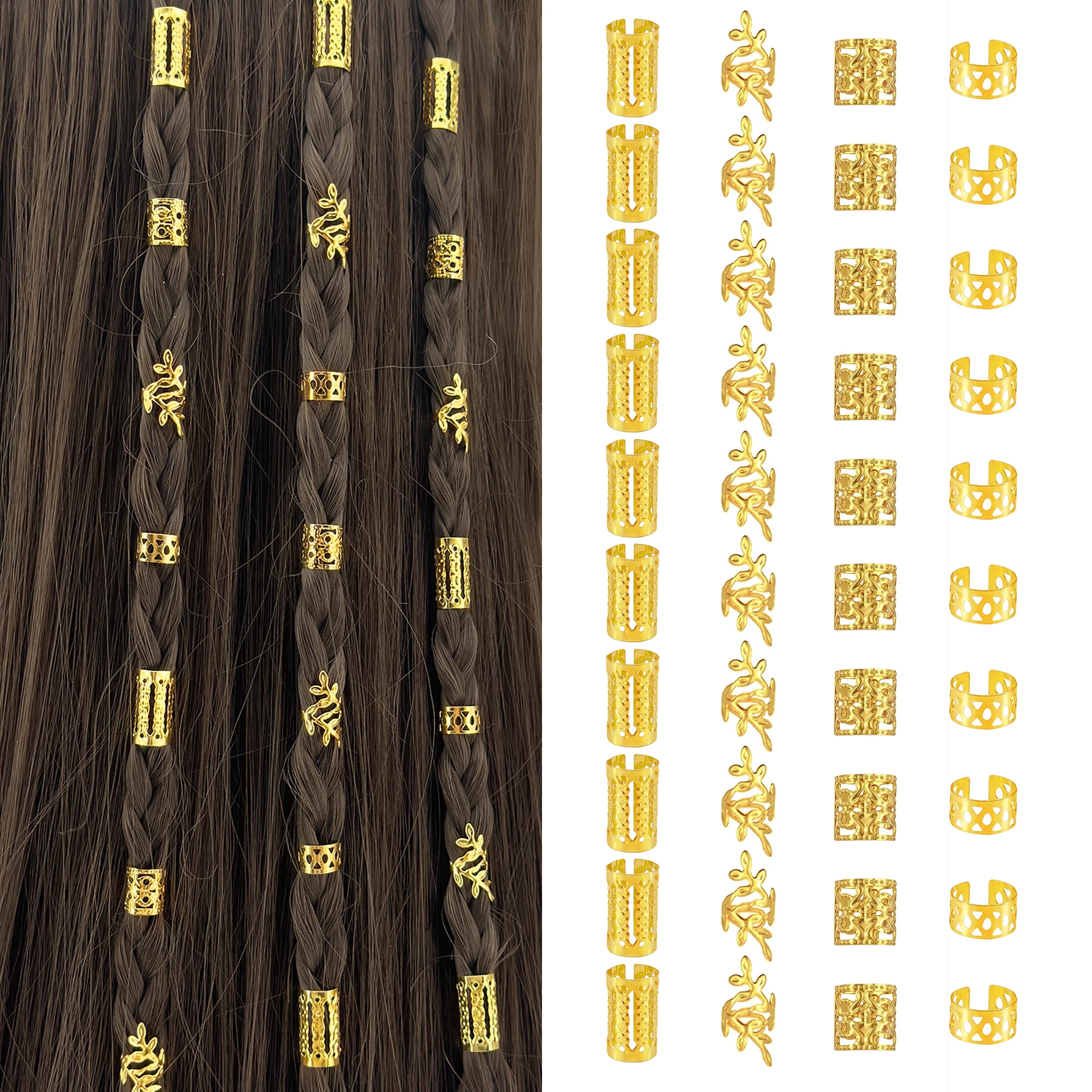 Détail d'anneaux de cheveux pour tresses