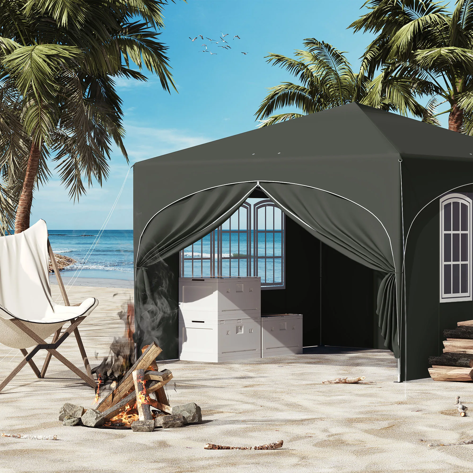 Détail du mécanisme de pliage de la tonnelle de jardin