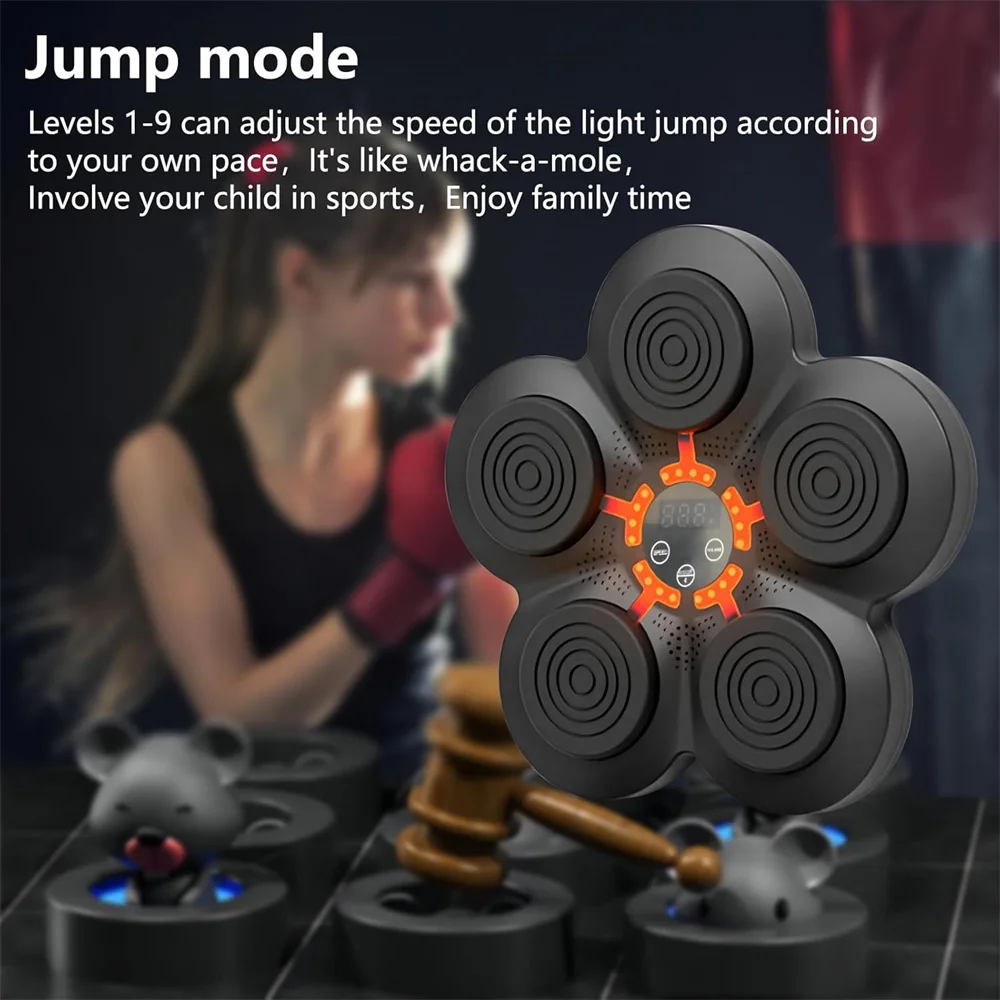 Détail des lumières LED réactives sur la cible de boxe